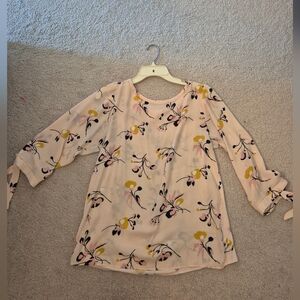 LOFT Pink and Black yellow Floral Blouse
